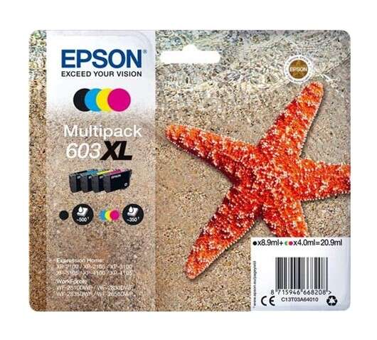 Epson 603XL Confezione da 4 Cartucce d'Inchiostro Originali - C13T03A64010