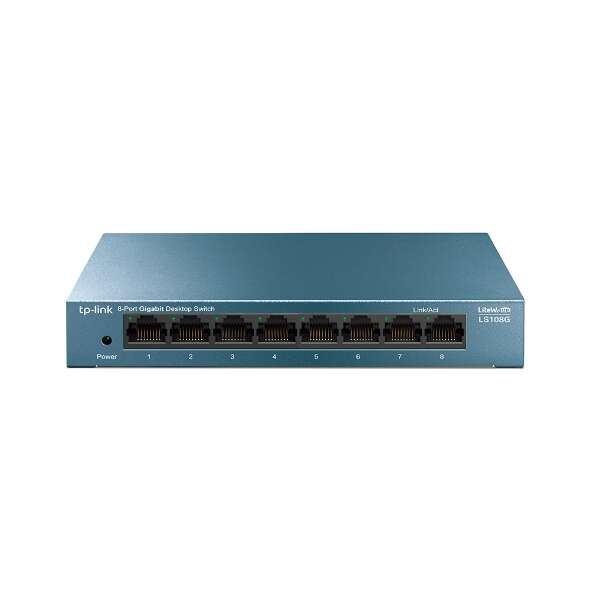 Switch desktop Tp-link 8 porte 10/100/1000Mbps - Box in metallo - Tecnologia verde - Plug & Play - Colore grigio