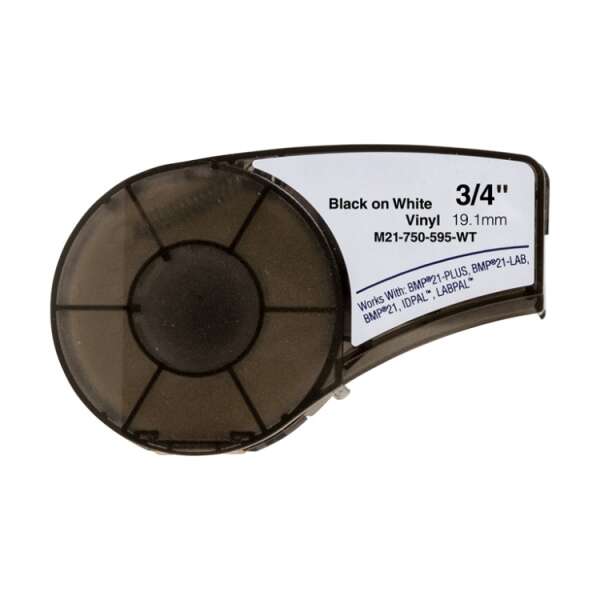 Brady M21-750-595-WT Nastro per etichette in vinile compatibile - Testo nero su fondo bianco - Larghezza 19