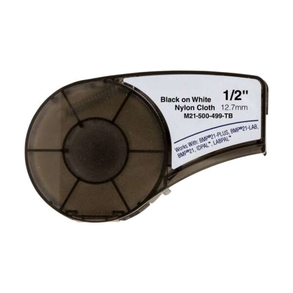 Brady M21-500-499-TB Nastro per etichette in nylon compatibile - Testo nero su fondo bianco - Larghezza 12