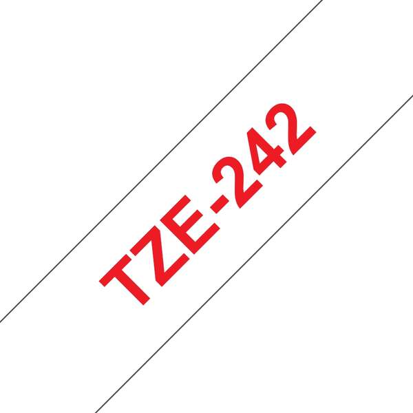 Brother TZe242 Nastro per etichette laminate compatibile - Testo rosso su fondo bianco - Larghezza 18 mm x 8 metri