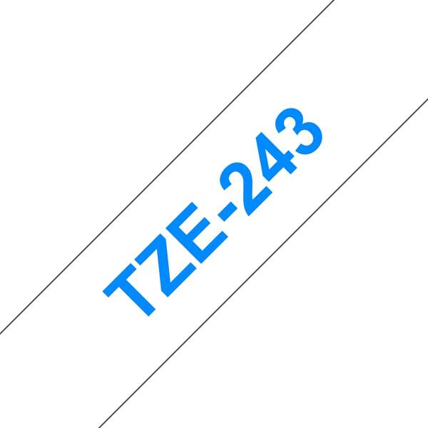Brother TZe243 Nastro per etichette laminate compatibile - Testo blu su fondo bianco - Larghezza 18 mm x 8 metri