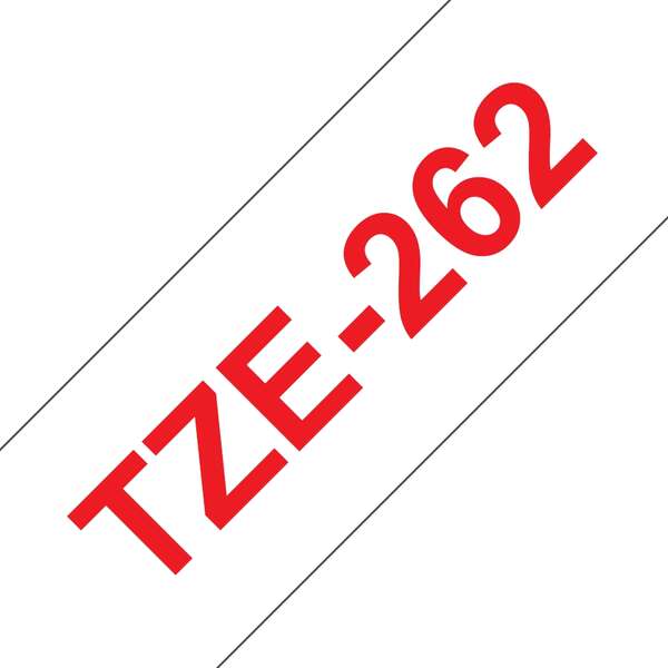 Brother TZe262 Nastro per etichette laminate compatibile - Testo rosso su fondo bianco - Larghezza 36 mm x 8 metri
