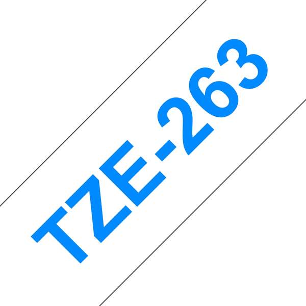 Brother TZe263 Nastro per etichette laminate compatibile - Testo blu su fondo bianco - Larghezza 36 mm x 8 metri
