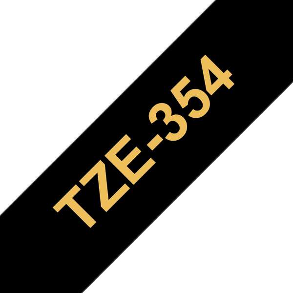 Brother TZe354 Nastro per etichette laminate compatibile - Testo oro su fondo nero - Larghezza 24 mm x 8 metri