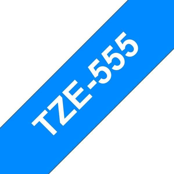 Brother TZe555 Nastro per etichette laminate compatibile - Testo bianco su fondo blu - Larghezza 24 mm x 8 metri