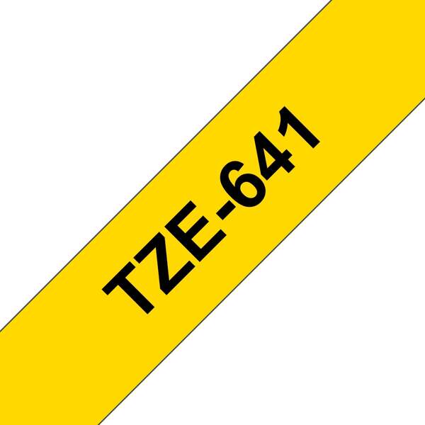 Brother TZe641 Nastro per etichette laminate compatibile - Testo nero su fondo giallo - Larghezza 18 mm x 8 metri