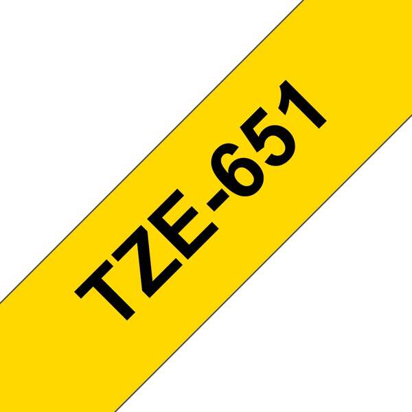 Brother TZe651 Nastro per etichette laminato Compatibile - Testo nero su fondo giallo - Larghezza 24 mm x 8 metri