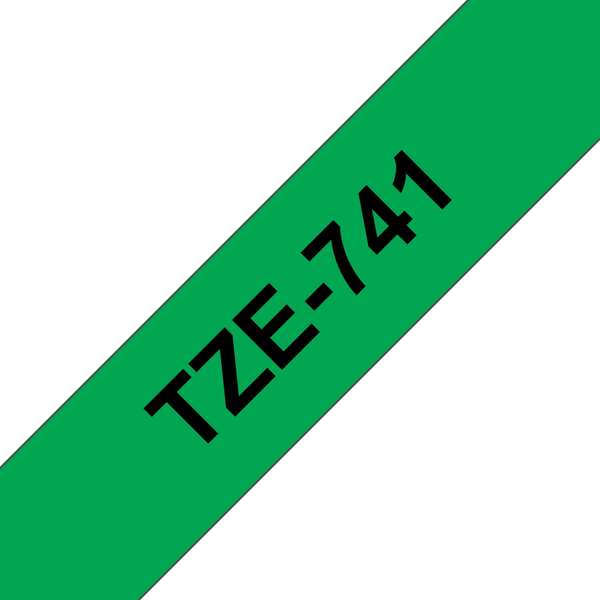 Brother TZe741 Nastro adesivo laminato Compatibile - Testo nero su fondo verde - Larghezza 18 mm x 8 metri