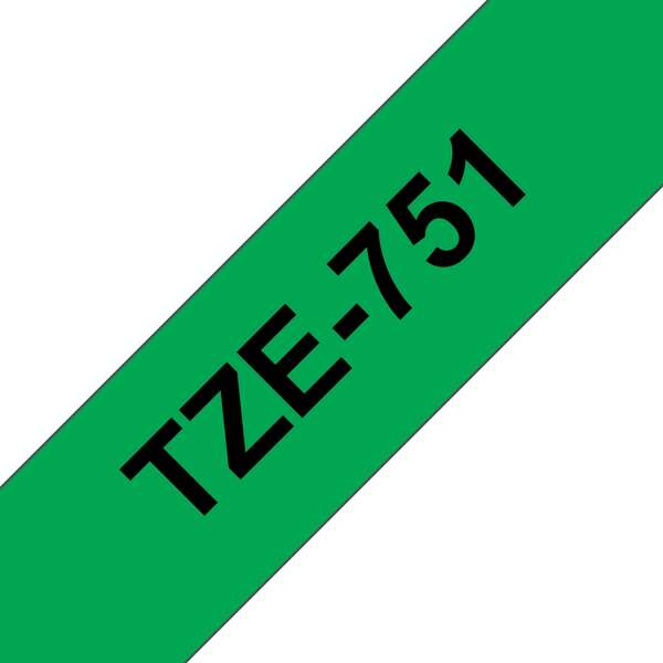 Brother TZe751 Nastro adesivo laminato Compatibile - Testo nero su fondo verde - Larghezza 24 mm x 8 metri