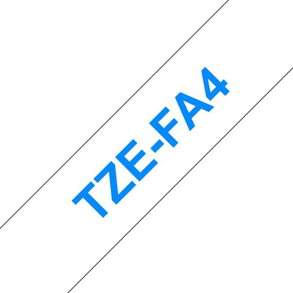 Brother TZeFA4 Nastro per etichette tessili compatibile - Testo blu su fondo bianco - Larghezza 18 mm x 3 metri