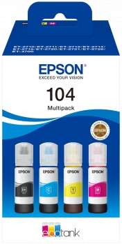 Confezione da 4 flaconi di inchiostro Originale Epson 104 - C13T00P640