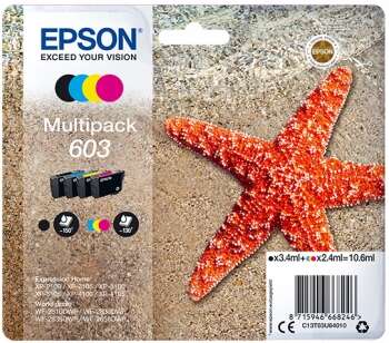 Epson 603 Confezione da 4 Cartucce d'Inchiostro Originali - C13T03U64010