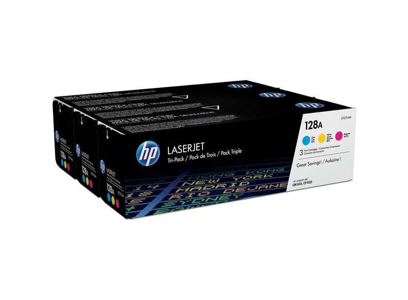 HP CE321A/CE322A/CE323A Confezione di 3 cartucce toner Originali - 128A