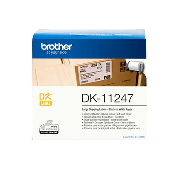 Brother DK11247 - Etichette Originali pretagliate per posta grande - 103x164 mm - 180 Unità - Testo nero su fondo bianco