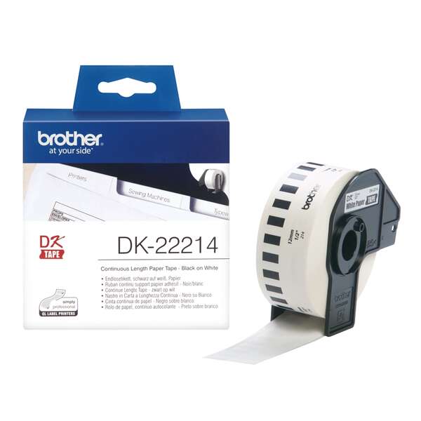 Brother DK22214 - Etichette Originali Formato Personalizzato - Larghezza 12 mm x 30