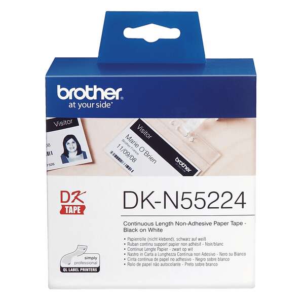 Brother DKN55224 - Etichette non adesive originali di formato personalizzato - Larghezza 54 mm x 30