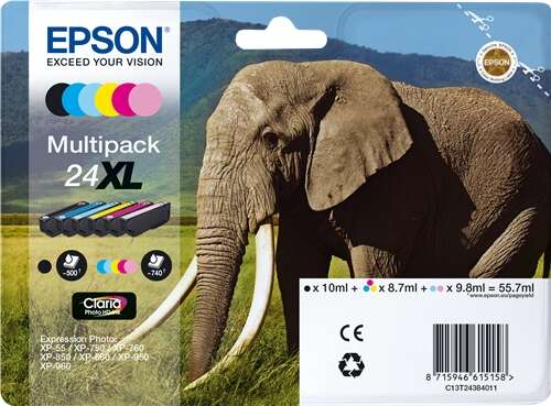Epson T2438 (24XL) 6 Confezioni da Cartuccia d'Inchiostro Originale - C13T24384011