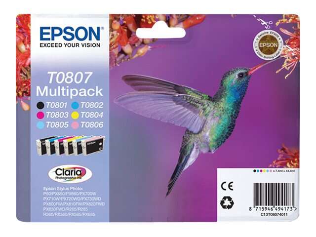 Epson T0807 6 Confezione da 6 Cartucce d'inchiostro Originale - C13T08074011