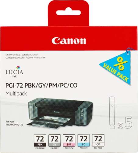 Canon PGI72 Confezione da 5 Cartucce d'inchiostro Originali - Nero Foto