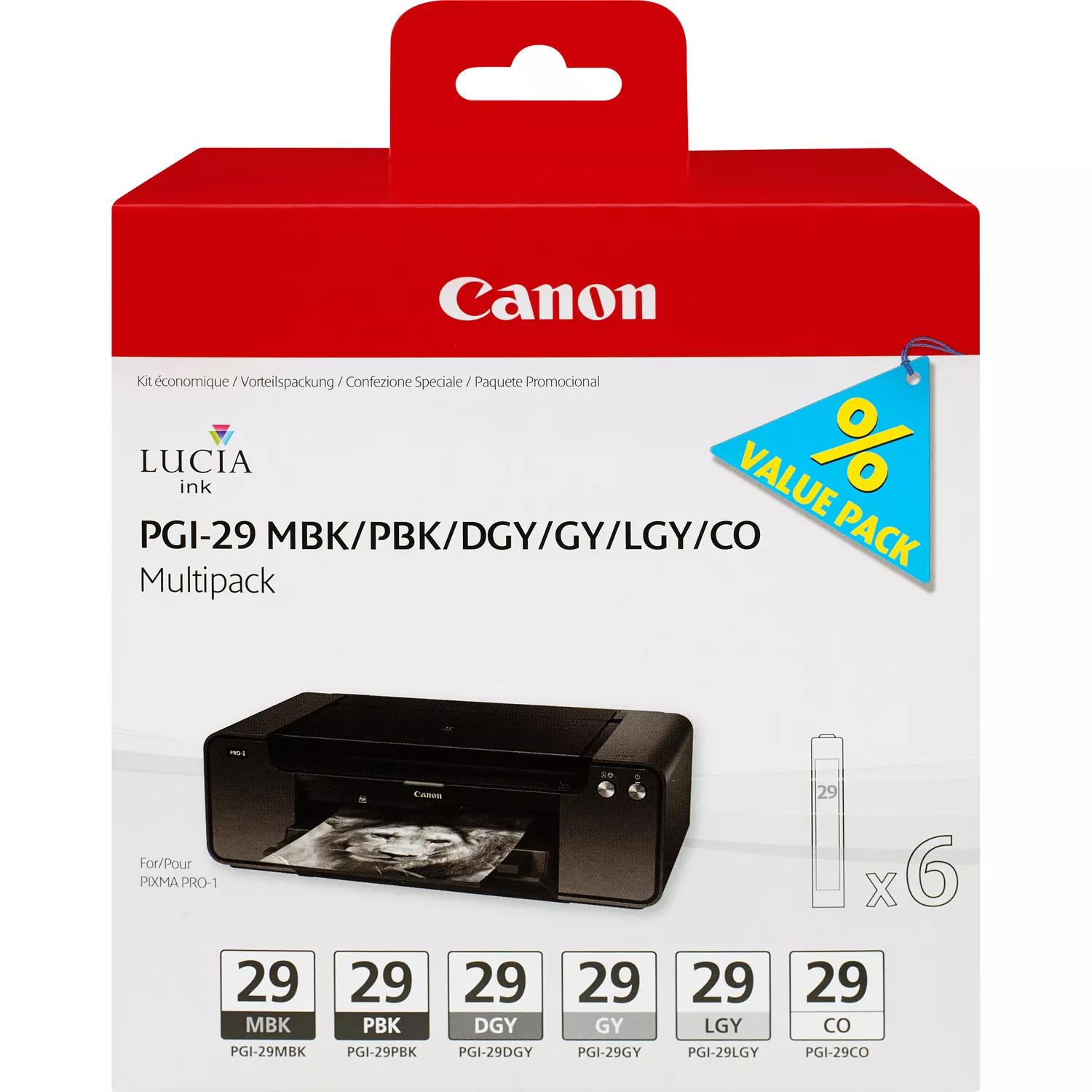 Canon PGI29 6 Confezione da 6 cartucce d'inchiostro Originale - 4868B018