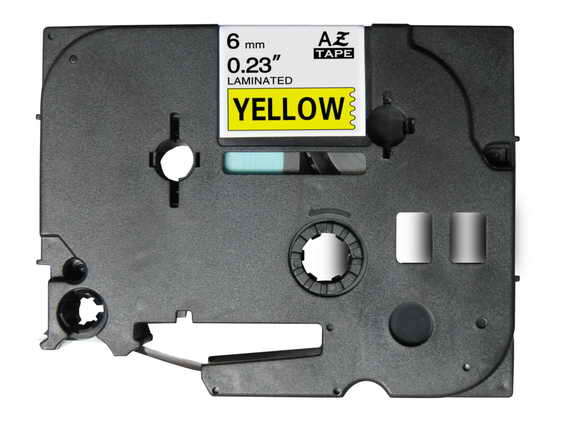 Brother TZe611 Nastro per etichette laminato Compatibile - Testo nero su fondo giallo - Larghezza 6 mm x 8 metri