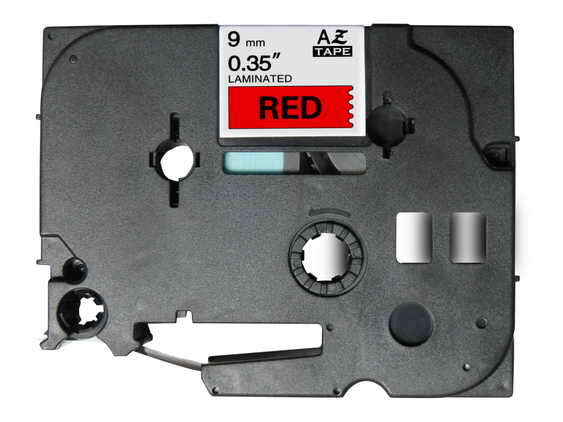 Brother TZe421 Nastro per etichette laminate compatibile - Testo nero su fondo rosso - Larghezza 9 mm x 8 metri