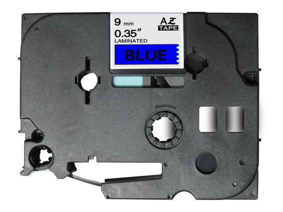 Brother TZe521 Nastro per etichette laminate compatibile - Testo nero su fondo blu - Larghezza 9 mm x 8 metri