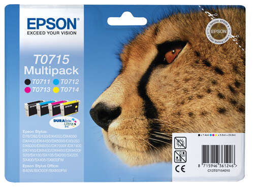 Epson T0715 Confezione da 4 Cartucce Originali - C13T07154012
