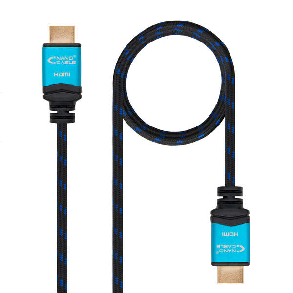 Nanocable Cavo HDMI v2.0 Maschio a HDMI v2.0 Maschio 7m - 4K@60Hz 18Gbps - Alta Velocità - Nylon Intrecciato Rivestito - Colore Nero/Blu
