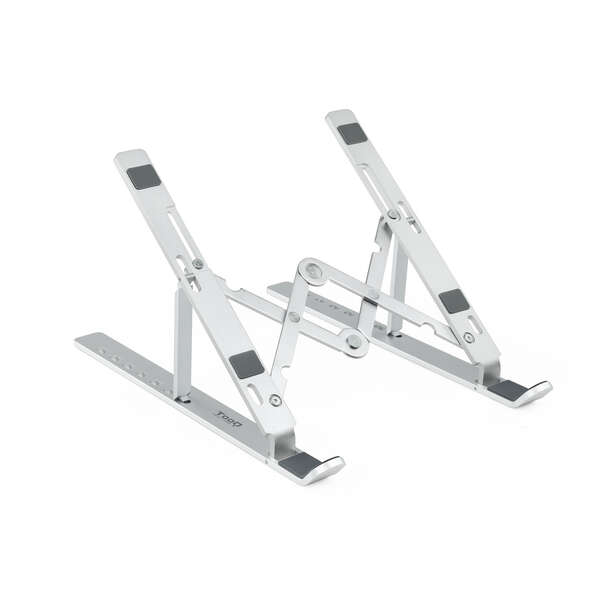 Tooq Supporto per laptop fino a 15" - 7 livelli di altezza - Pieghevole - Base antiscivolo - Peso massimo 5 kg - Colore Argento
