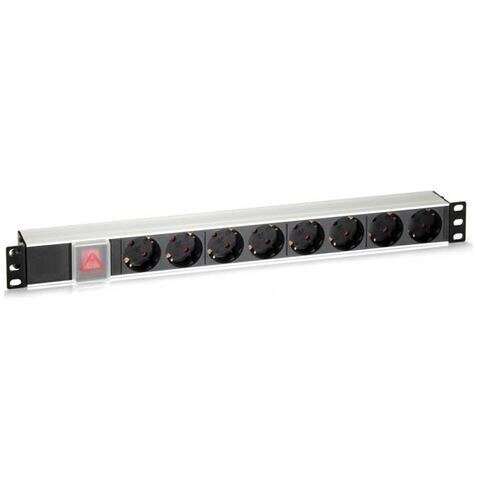 Cromad Ciabatta 8 Shuckos per montaggio su rack 19" 1U - Interruttore On/Off - Involucro in alluminio - Cavo da 1