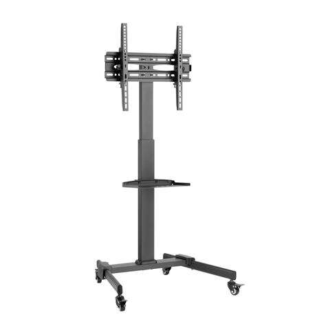 Cromad Supporto da pavimento con rotelle per TV 32"-55" - Rotelle di bloccaggio - Altezza regolabile - Vassoio multiuso - Peso massimo 35Kg - VESA 400X400mm