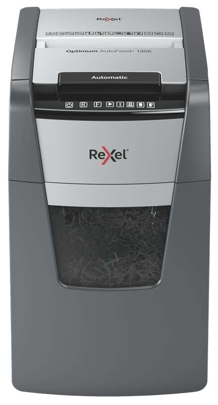 Rexel Optimum AutoFeed 130X Distruggidocumenti automatico con taglio a particelle P-4 - Autoalimentazione 130 fogli