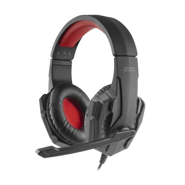 Mars Gaming MH020 Cuffie da gioco con microfono pieghevole - archetto regolabile - cuscinetti auricolari imbottiti - controllo via cavo - 2 m di cavo