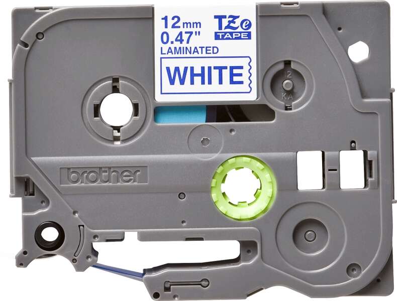 Brother TZe233 Nastro Originale per Etichette Laminato - Testo Blu su Fondo Bianco - Larghezza 12mm x 8 metri