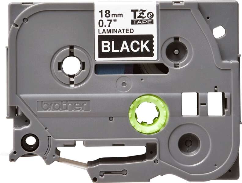 Brother TZe345 Nastro Originale Laminato - Testo Bianco su Fondo Nero - Larghezza 18 mm x 8 metri