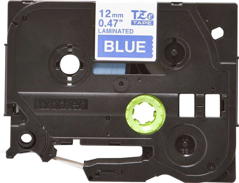 Brother TZe535 Nastro Originale Laminato - Testo Bianco su Fondo Blu - Larghezza 12mm x 8 metri