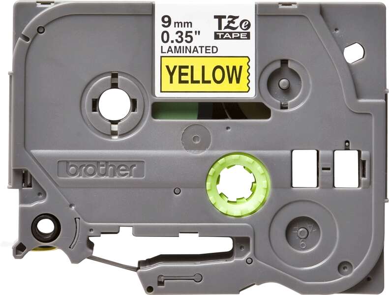 Brother TZe621 Nastro per etichette laminate Originale - Testo nero su fondo giallo - Larghezza 9 mm x 8 metri