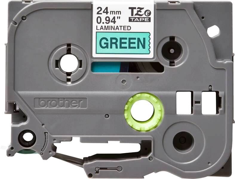 Brother TZe751 Nastro per etichette laminato originale - Testo nero su fondo verde - Larghezza 24 mm x 8 metri