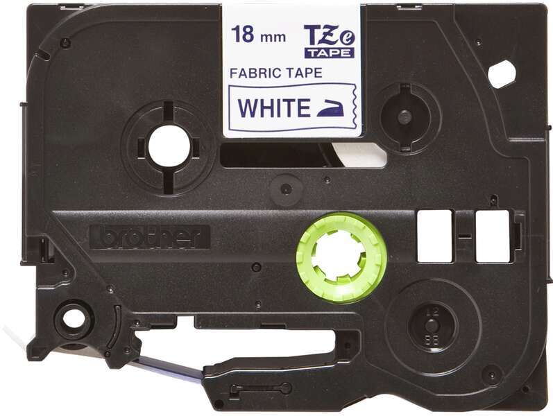 Brother TZeFA4 Nastro Originale per Etichette Tessili - Testo Blu su fondo bianco - Larghezza 18mm x 3 metri