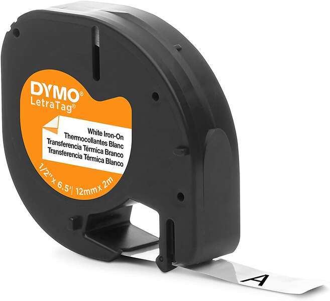 DYMO LetraTag S0718850 Originale Nastro per etichette tessili per stampanti di etichette Dymo LetraTag S0718850 - Testo nero su fondo bianco - Larghezza 12 mm x 2 metri (18769)