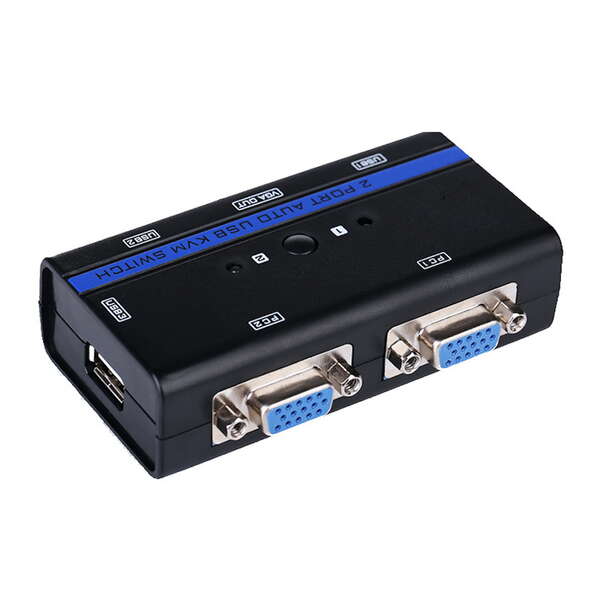 Aisens Switch KVM VGA USB 1U-2PC+Cavo - Colore Nero