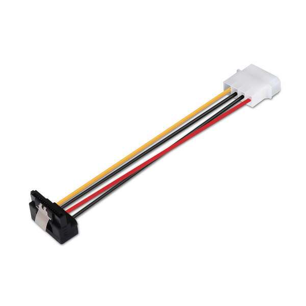 Aisens Cavo di alimentazione SATA angolato con ganci - Molex 4 pin/M-SATA Femmina - 16 cm - 100% rame - Colore nero