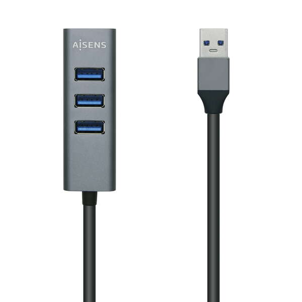 Hub USB 3.0 Aisens in alluminio - Tipo A maschio a 4xTipo A femmina - 10 cm