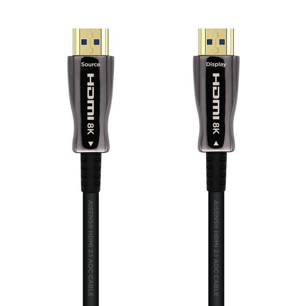 Cavo HDMI Aisens V2.1 AOC (Active Optical Cable) in fibra ottica ad altissima velocità UHS 8K@60Hz 4K@120Hz 4:4:4 48Gbps - A/M-A/M - 100 m - Colore nero