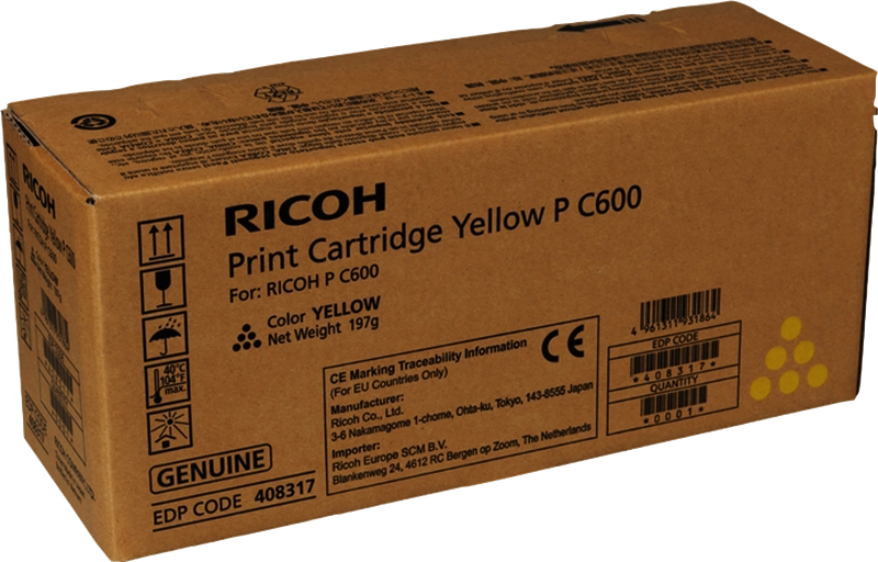 Cartuccia Toner Originale Ricoh PC600 Giallo - 408317/P C600Y