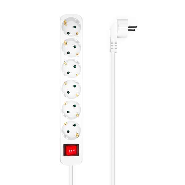 Aisens Multipresa a 6 prese con interruttore e cavo 3×1