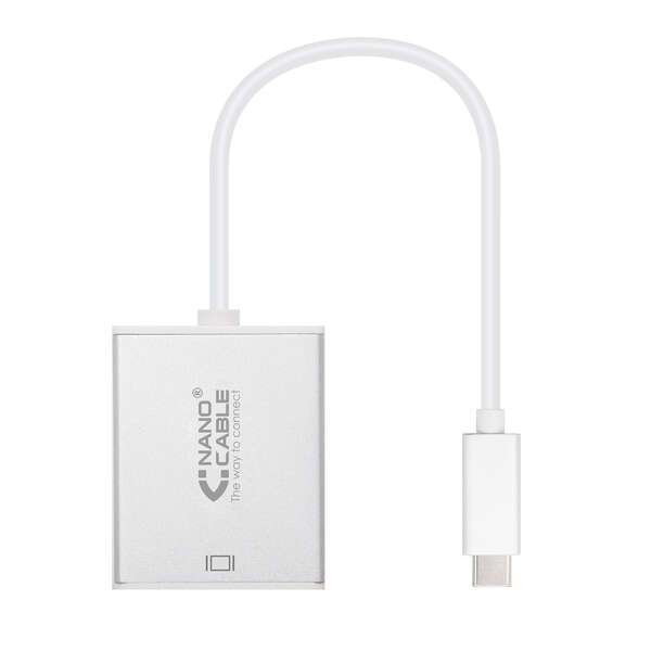 Nanocable Convertitore da USB-C a VGA. USB-C/M - VGA/H - Alluminio - 10 cm - Colore Grigio