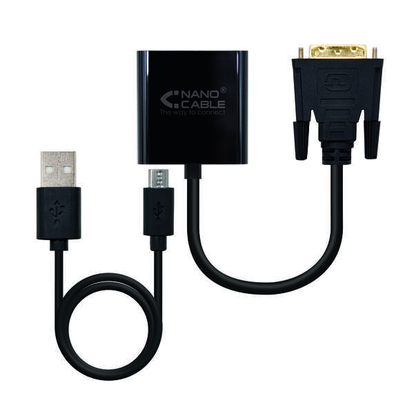 Cavo Nano Convertitore DVI 24+1/M a VGA HDB15/H - 10 cm - Colore Nero